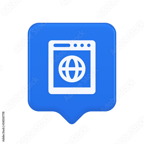 Free Download Internet browser global wireless connection button cyberspace virtual networking 3d speech bubble icon - GFXLoad