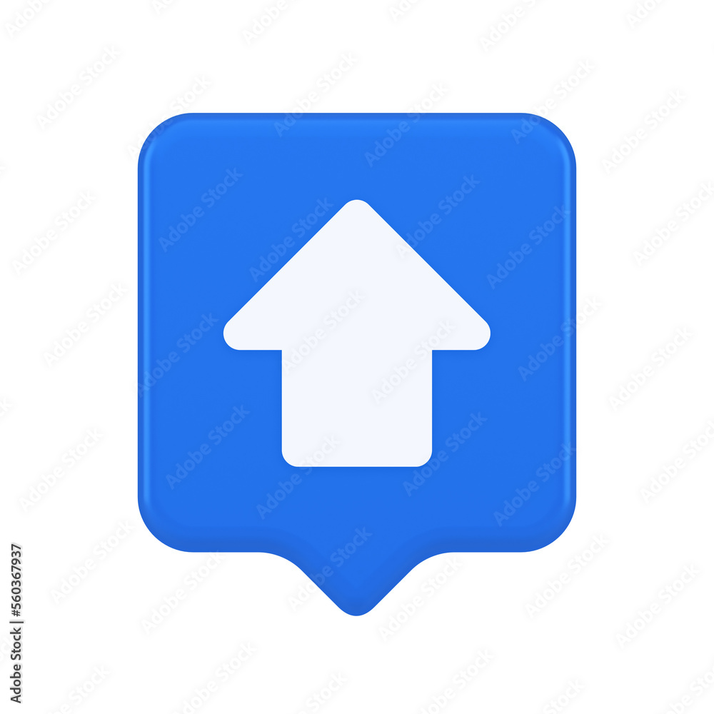 Arrow up button directional pointer cyberspace cursor 3d realistic speech bubble icon Arrow up button directional pointer cyberspace cursor 3d realistic speech bubble icon