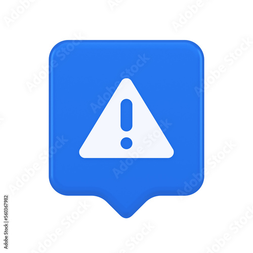 Free Download Exclamation point triangle button attention advice mark important information 3d speech bubble icon - GFXLoad