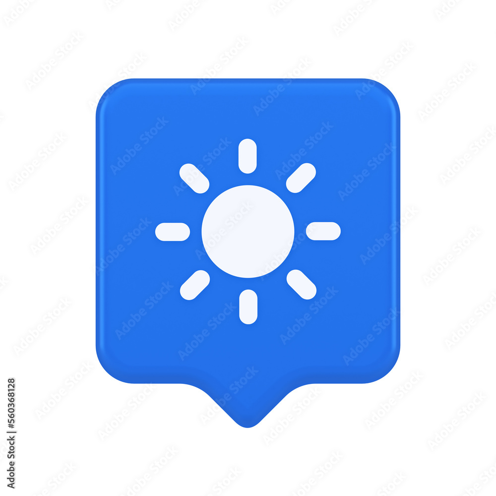 Brightness button sun light warm cold contrast digital interface 3d realistic speech bubble icon Brightness button sun light warm cold contrast digital interface 3d realistic speech bubble icon