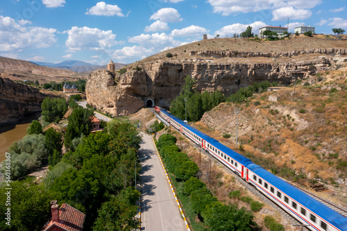 Kemah district city entrance. View of Sultan Melik Tomb and Eastern Express, Erzincan, Turkey photo