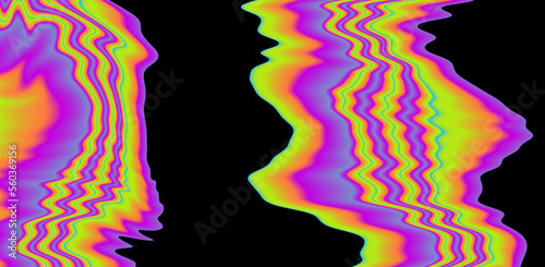 Abstract neon background with colorful leaks in psychedelic style.