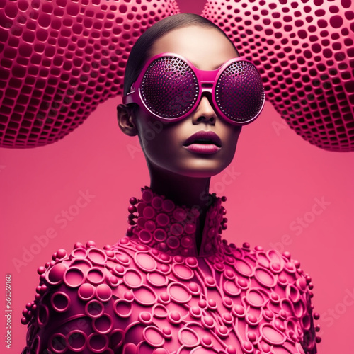 Tablou canvas Fuschia pink, Fashion model, sunglasses