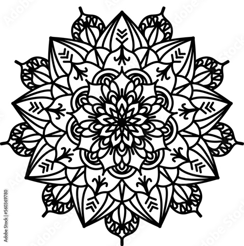 Circular pattern in form of mandala for Henna  Mehndi  tattoo  decoration. Decorative ornament in ethnic oriental style. Coloring book page.