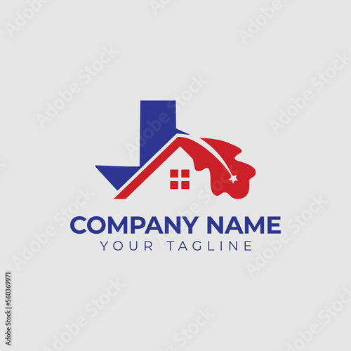Real estate and construction company logo template with texas map and oak leaf