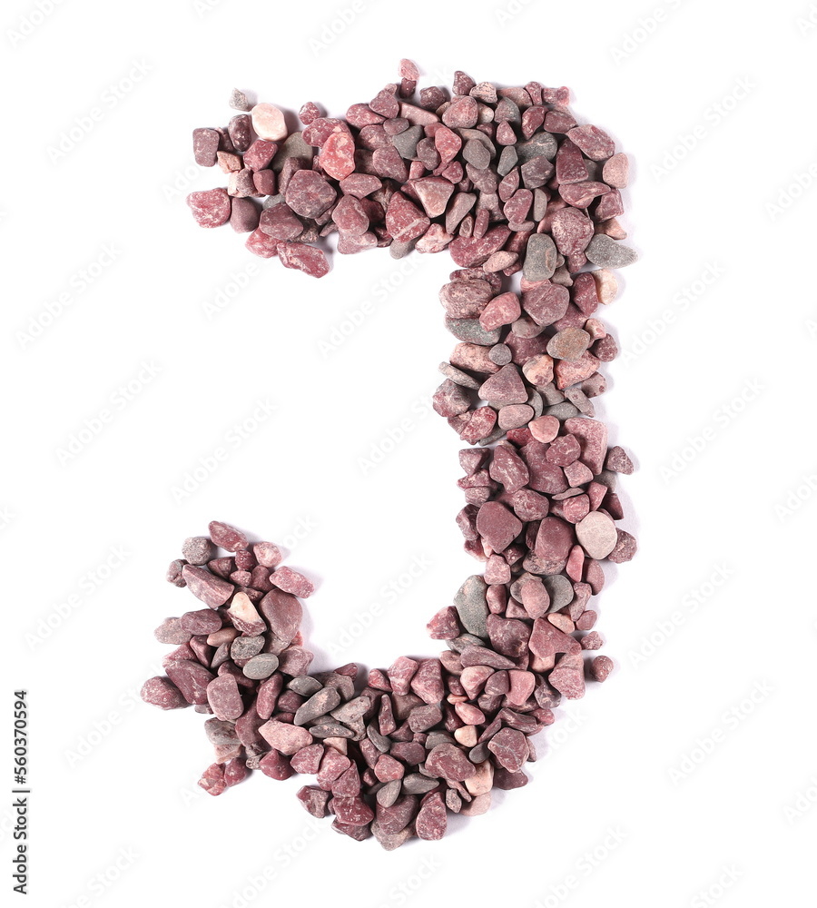 Stone in shape letter J, pile rock isolated on white, clipping path, photo Stone in shape letter J, pile rock isolated on white, clipping path, photo