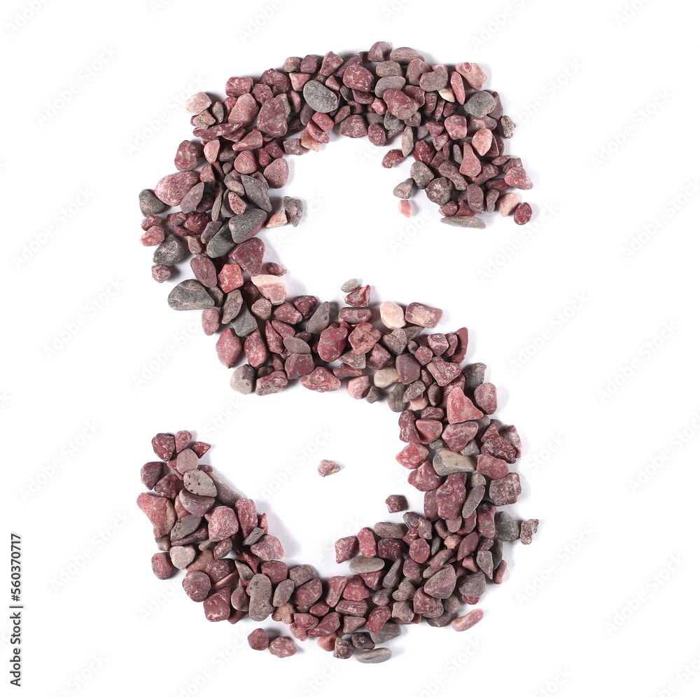 Stone in shape letter S, pile rock isolated on white, clipping path, photo Stone in shape letter S, pile rock isolated on white, clipping path, photo