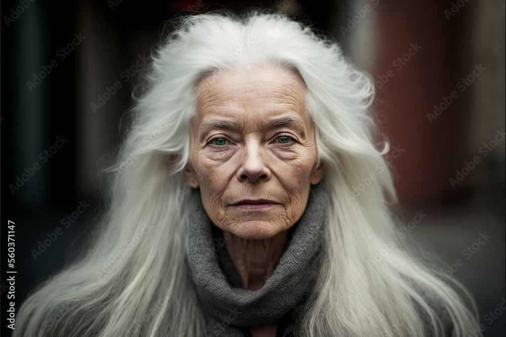 Generative ai grey hair mature woman portrait Generative ai grey hair mature woman portrait