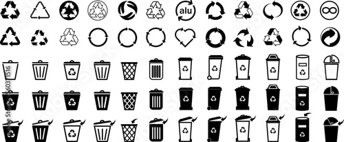Trash can vector icon set.Bin and trash can png icons.Recycle bin.Vector trash can symbol.Garbage tank.Waste basket.Recycle icons.Dustbin icon.Delete.Recycle sign.