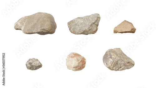 set of stones isolated on white, 3d rendering of stone suitable for Archiviz, architecture visualization