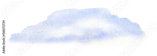 Blue sky with clouds hand drawn in watercolor isolated on a white background. Watercolor illustration.  © Tatiana