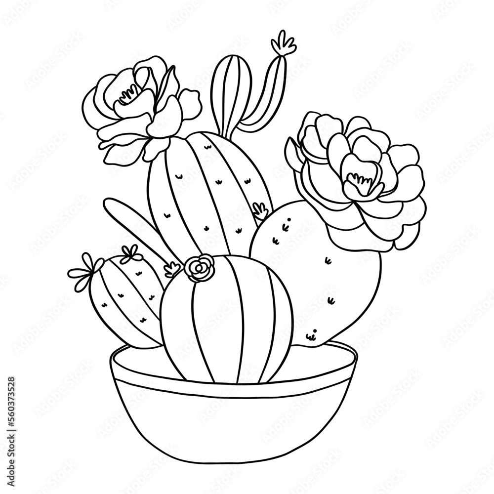 cactus flower outline cactus flower outline