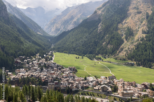 фотографія Unique famous green meadows of Sant Orso are symbolic representation of Cogne, l