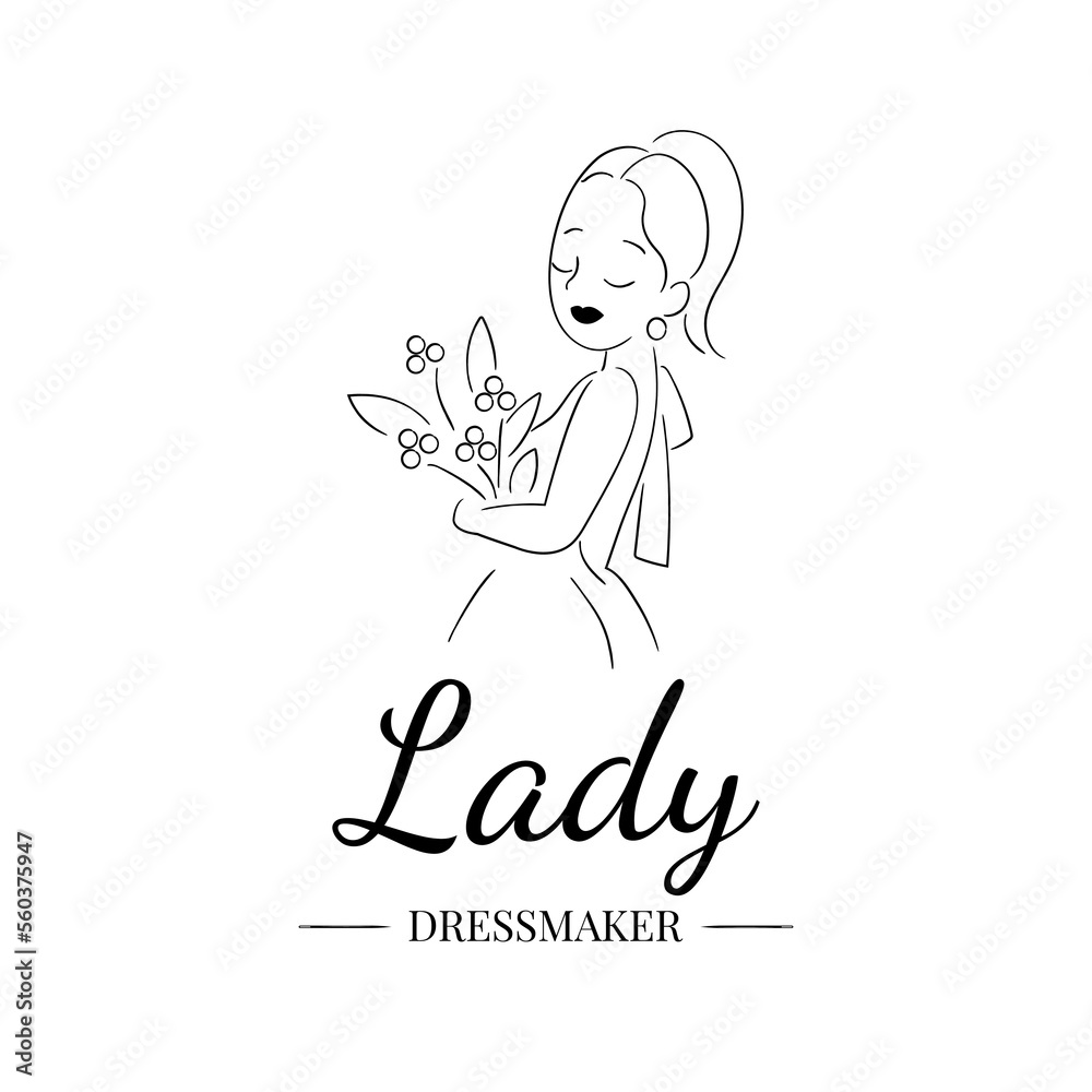 girl with a bouquet dress maker logo girl with a bouquet dress maker logo