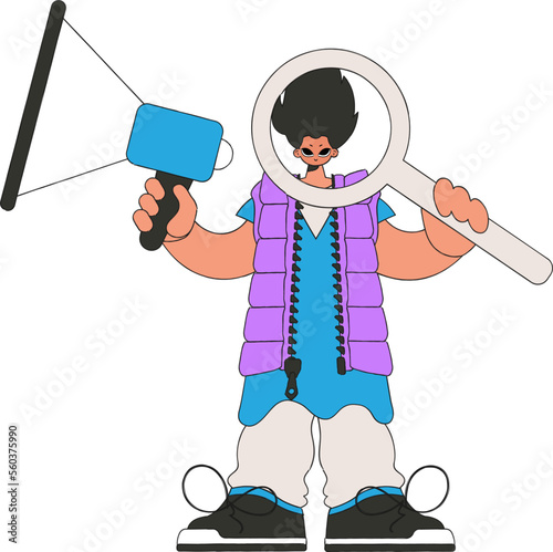 Guy with a megaphone. labor market. Recruitment and search of personnel.