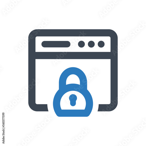 Browser Security icon - vector illustration . Web, Browser, Security, Lock, Privacy, Private, Website, Window, webpage, Page, Internet, site, line, outline, icons .