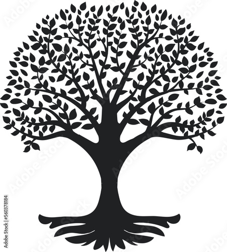 tree with leaves vector silhouette logo