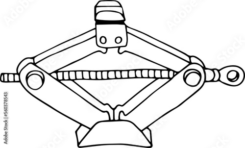 Car jack icon, hand drawn. Vector illustration, doodle style. Traced image.
