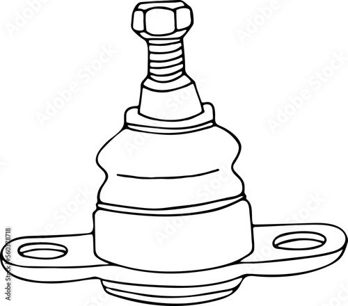 Car ball joint icon, hand drawn. Vector illustration, doodle style. Traced image.
