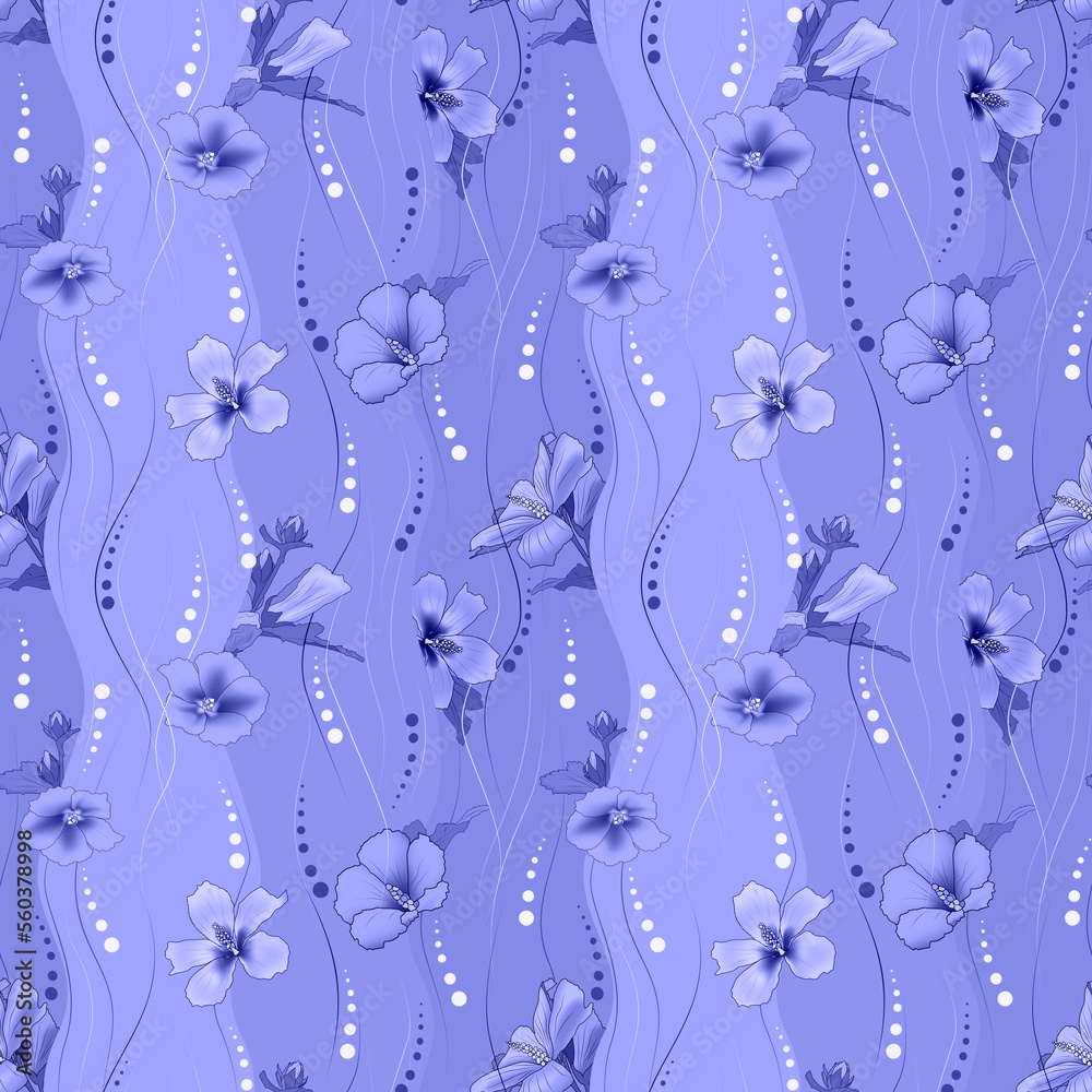Seamless blue floral pattern with a light, unpretentious ornament. Seamless blue floral pattern with a light, unpretentious ornament.