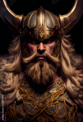  Dark viking warrior. Generative AI .