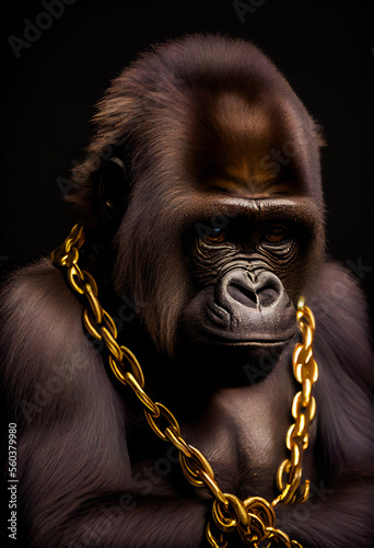Beautiful Portrait of a Gorilla. Generative AI.
