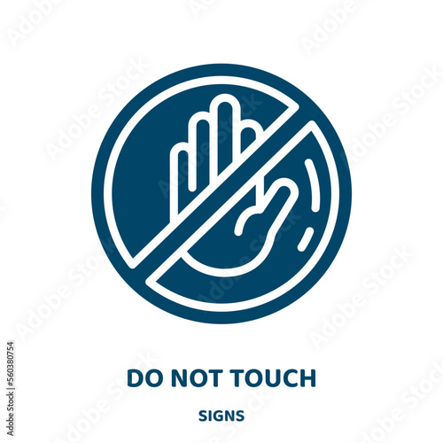 do not touch vector icon from signs collection. stop filled flat symbol for mobile concept and web design. Black safety glyph icon. Isolated sign, logo illustration. Vector graphics.