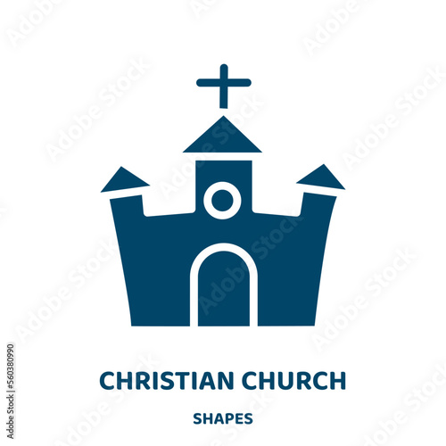 christian church vector icon from shapes collection. church filled flat symbol for mobile concept and web design. Black christianity glyph icon. Isolated sign, logo illustration. Vector graphics.