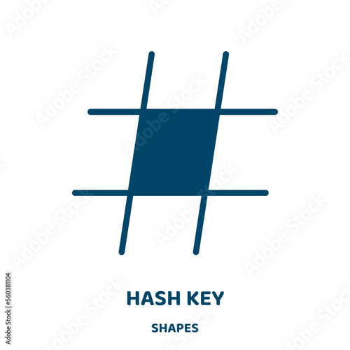 hash key vector icon from shapes collection. trend filled flat symbol for mobile concept and web design. Black blog glyph icon. Isolated sign, logo illustration. Vector graphics.