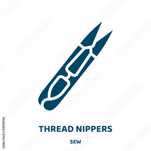 thread nippers vector icon from sew collection. sewing filled flat symbol for mobile concept and web design. Black thread glyph icon. Isolated sign, logo illustration. Vector graphics.