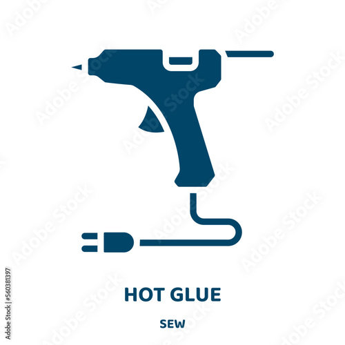 hot glue vector icon from sew collection. gun filled flat symbol for mobile concept and web design. Black glue glyph icon. Isolated sign, logo illustration. Vector graphics.
