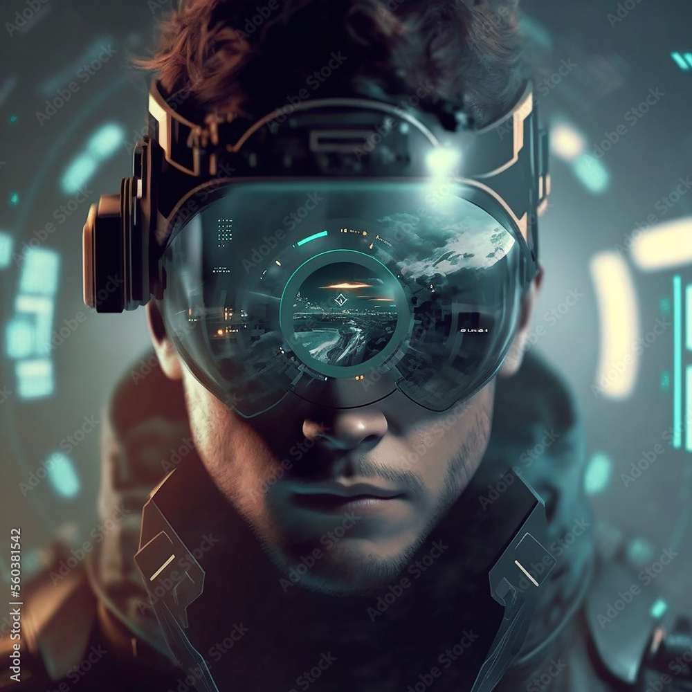 Argumented reality with futuristic VR headset Argumented reality with futuristic VR headset