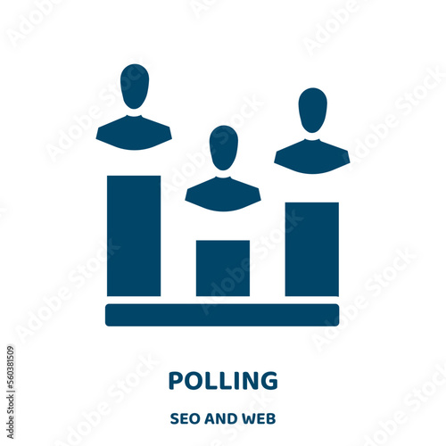polling vector icon from seo and web collection. poll filled flat symbol for mobile concept and web design. Black voting glyph icon. Isolated sign, logo illustration. Vector graphics.
