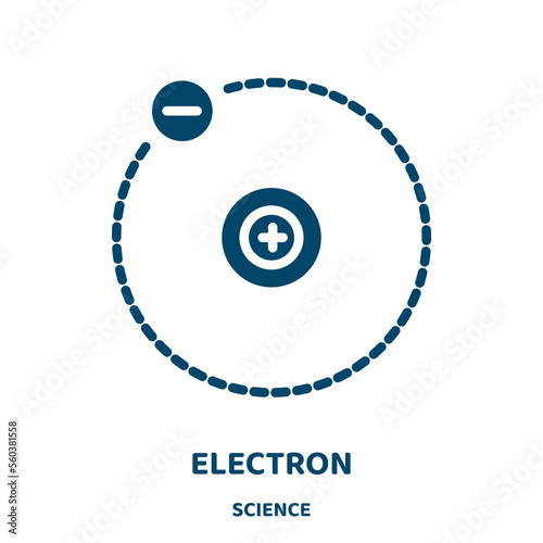 electron vector icon from science collection. technology filled flat symbol for mobile concept and web design. Black computer glyph icon. Isolated sign, logo illustration. Vector graphics.