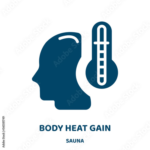 body heat gain vector icon from sauna collection. heat filled flat symbol for mobile concept and web design. Black strong glyph icon. Isolated sign, logo illustration. Vector graphics.