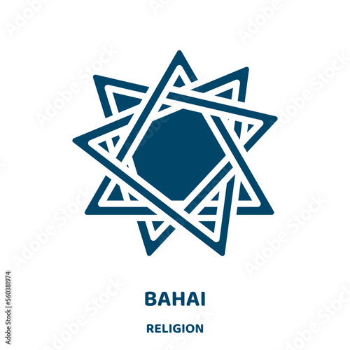bahai vector icon from religion collection. religious filled flat symbol for mobile concept and web design. Black christianity glyph icon. Isolated sign, logo illustration. Vector graphics.