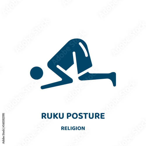 ruku posture vector icon from religion collection. islamic filled flat symbol for mobile concept and web design. Black collection glyph icon. Isolated sign, logo illustration. Vector graphics.