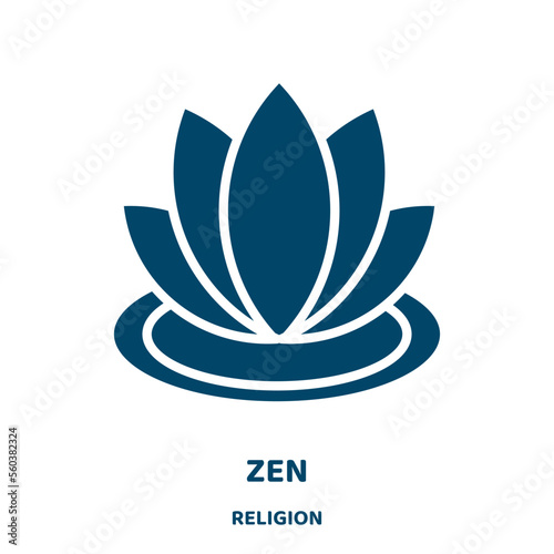 zen vector icon from religion collection. relaxation filled flat symbol for mobile concept and web design. Black wellness glyph icon. Isolated sign, logo illustration. Vector graphics.