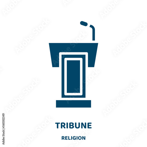 tribune vector icon from religion collection. presentation filled flat symbol for mobile concept and web design. Black microphone glyph icon. Isolated sign, logo illustration. Vector graphics.