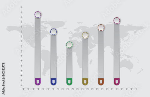 Infographic template of volume column graph  presentation infographic vector