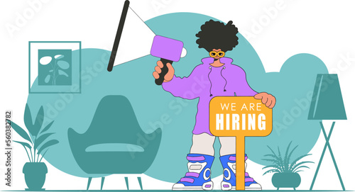 The theme is Human Resource. The guy is holding a megaphone.
