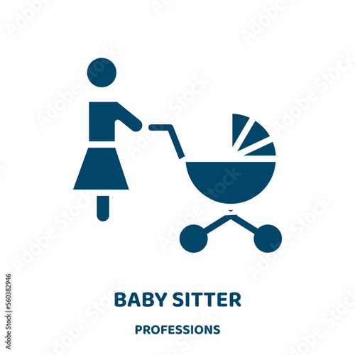 baby sitter vector icon from professions collection. baby filled flat symbol for mobile concept and web design. Black sitter glyph icon. Isolated sign, logo illustration. Vector graphics.