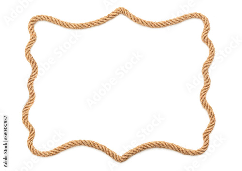 Rope frame on white background, Vintage cowboy ranch concept