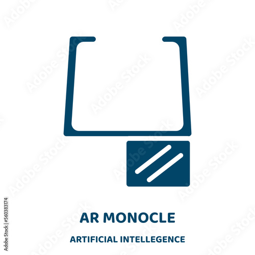 ar monocle vector icon from artificial intellegence and future technology collection. ar camera filled flat symbol for mobile concept and web design. Black ai brain glyph icon. Isolated sign, logo .