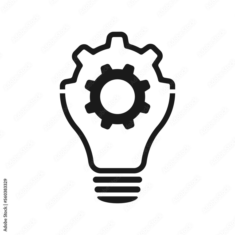 Lamp and Cogwheel - An innovative lamp and gear. Web design. Illustration
