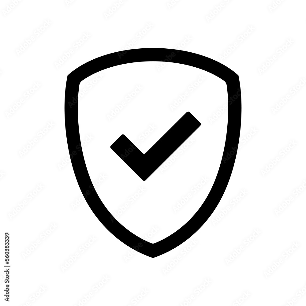 Shield and check mark icon. Protection concept. Illustration Shield and check mark icon. Protection concept. Illustration