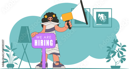 The theme is Human Resource. A woman is holding a megaphone.