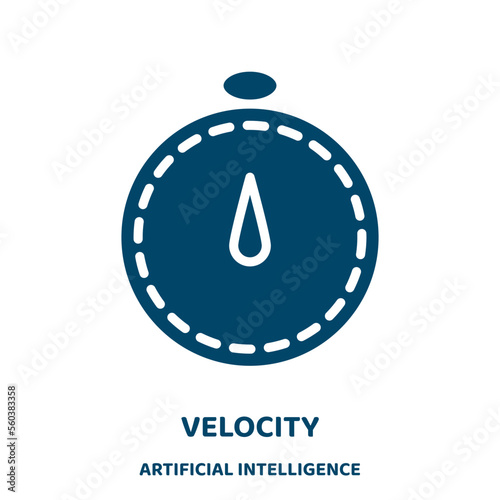 velocity vector icon from artificial intelligence collection. car filled flat symbol for mobile concept and web design. Black speed glyph icon. Isolated sign, logo illustration. Vector graphics. photo