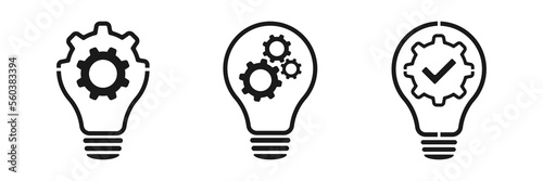 Lamp and Cogwheel - An innovative lamp and gear. Web design. Illustration