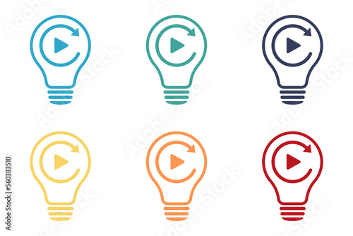 Refresh signs in light bulb icon. Lamp icons set. Illustration